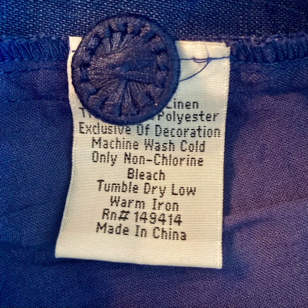 NEW Johnny Was Oleander Wide Leg Cropped Pants Tonal Embroidery Linen Blue S - Picture 14 of 15